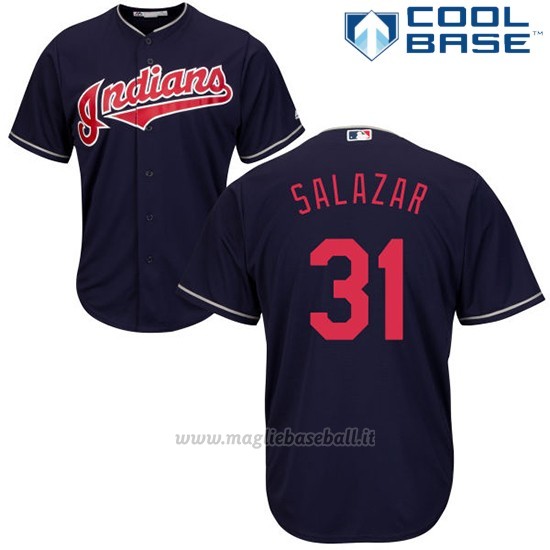 Maglia Baseball Uomo Cleveland Indians Danny Salazar 31 Nero Autentico Collezione Cool Base